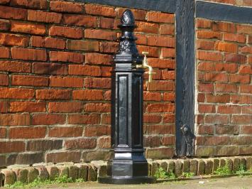 Freistehender Springbrunnen - Alu - schwarz - Wasserhahn