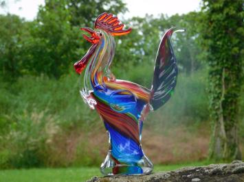 Glass Rooster Sculpture – 28.5 x 20 cm – Handmade Glass-blown Artwork