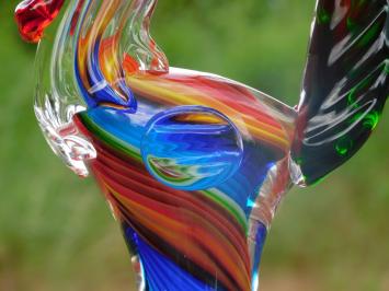 Glass Rooster Sculpture – 28.5 x 20 cm – Handmade Glass-blown Artwork