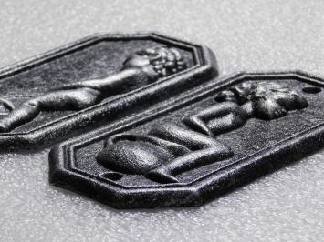 Toilettenschilder aus Gusseisen Mann & Frau – 2er-Set in Old Silver Look