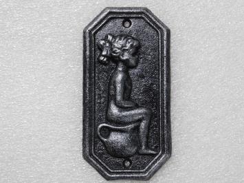 Toilettenschilder aus Gusseisen Mann & Frau – 2er-Set in Old Silver Look