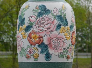 Große Vintage asiatische Ziervase mit Blumenmotiv – ca. 60 cm – Keramik
