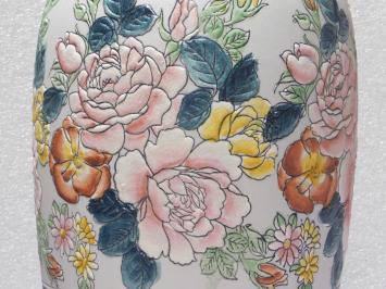 Große Vintage asiatische Ziervase mit Blumenmotiv – ca. 60 cm – Keramik