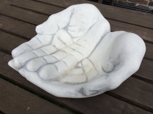 Hands as Bowl / Bird Bath - 30 cm - Stone