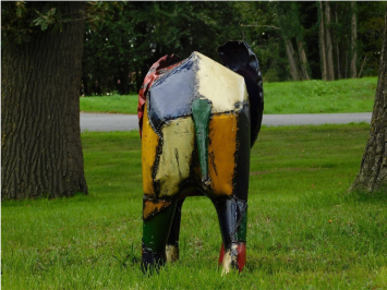 Handgefertigter, farbiger Elefant ''Kito'' – 100 x 65 cm – Metall