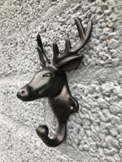 Hirschkopfhaken, schwarzer Kleiderhaken, Mantelhaken