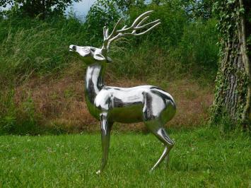 Deer Sculpture - 70 cm - Aluminium in Nickel/Silver Finish - Decorative Sculpture