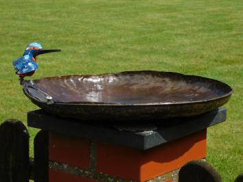 Handmade Feeding Bowl / Bird Bath – Metal – Ø 45 cm – With Kingfisher