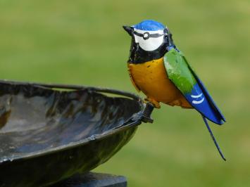 Bird Bath / Feeding Bowl with 2 Birds – Metal – Ø 45 cm – Handmade
