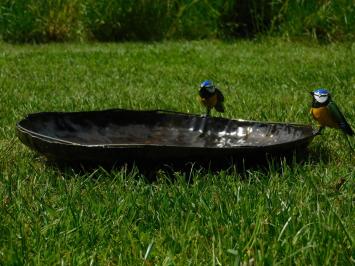 Bird Bath / Feeding Bowl with 2 Birds – Metal – Ø 45 cm – Handmade