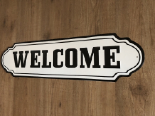 Wandschild, Namensschild XL, mit Text: WELCOME im alten Look