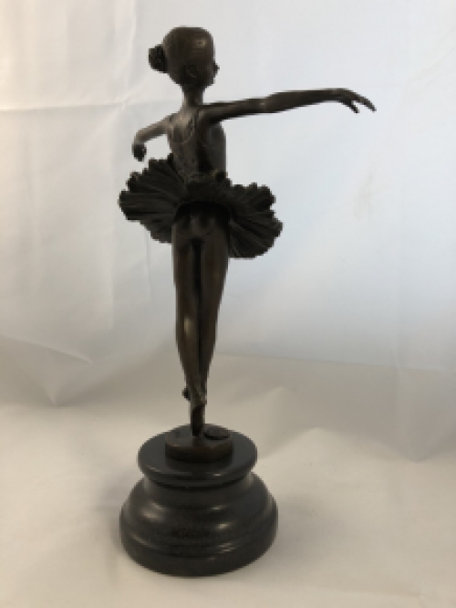 Bronzen Beeld Balletdanseres op Marmeren Sokkel - 30 cm - Woondecoratie