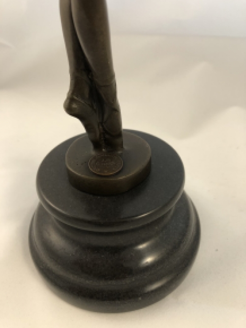 Bronzen Beeld Balletdanseres op Marmeren Sokkel - 30 cm - Woondecoratie