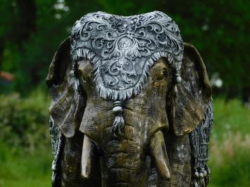Elefantenstatue im indischen Stil – 60 x 45 cm – Gold/Silber – Polystone