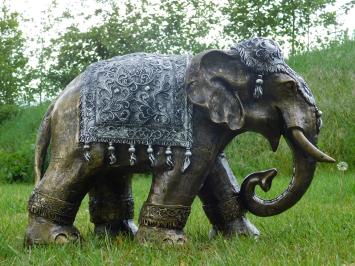 Elefantenstatue im indischen Stil – 60 x 45 cm – Gold/Silber – Polystone