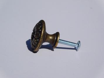 Knopf Eichenblatt - 31 mm - Messing antik
