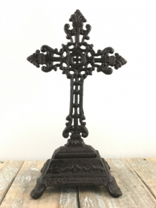 Cross on a Stand – 25 cm – Cast Iron – Standing Crucifix