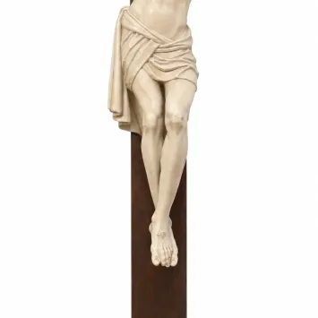 Antiek kruisbeeld INRI met Jezus – monumentaal wandbeeld – 300 cm