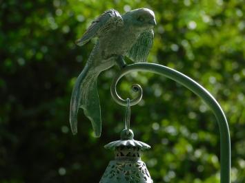 Metalen Windlicht met Standaard en Vogel – 60 cm - Retro Buitenlantaarn