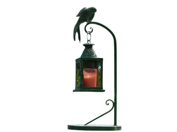Metalen Windlicht met Standaard en Vogel – 60 cm - Retro Buitenlantaarn