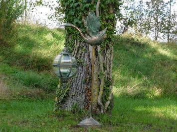 Metalen Windlicht XL met Zwaan op Standaard – 102 cm - Vintage Lantaarn