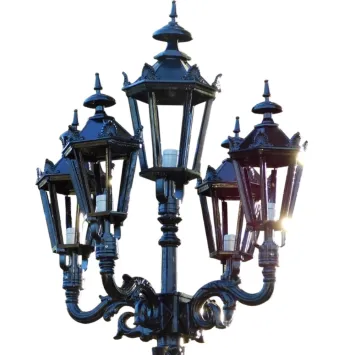 Lantaarnpaal XL met 5 Lampen - Zwart - 325 cm - Alu