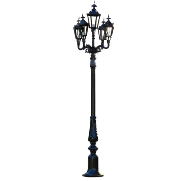 Lantaarnpaal XL met 5 Lampen - Zwart - 325 cm - Alu