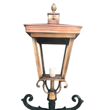 Lantaarnpaal - groen of zwart - koperen XL vierkante kap - hoog 250 cm