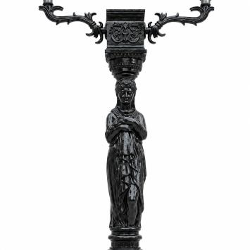 Unieke Lantaarnpaal Gietijzer met Vrouw - 320 cm hoog - zwart