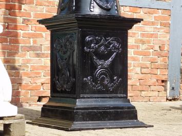 Laternenmast XXL mit 5 Kupfer-messing Kappen – ca. 425 cm – Schwarzes Aluminium mit Messing und Kupfer
