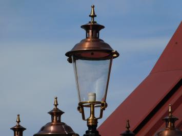 Laternenmast XXL mit 5 Kupfer-messing Kappen – ca. 425 cm – Schwarzes Aluminium mit Messing und Kupfer