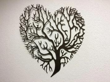 Lebensbaum-Herz-Wandornament – ​​62 x 60 cm – Braunes Metall – Wanddekoration
