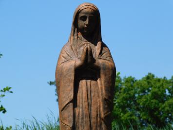 Maria Beeld Biddend – 90 cm – Vol Steen in Oxide – Klassiek Tuinbeeld