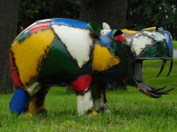 Bamba Hippo Sculpture - 50 x 80 cm - Metal Artwork - Colorful