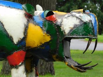 Bamba Hippo Sculpture - 50 x 80 cm - Metal Artwork - Colorful