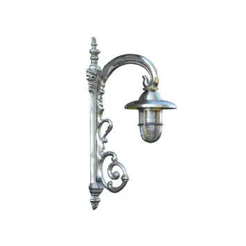 Antieke Scheepslamp - vernikkeld messing - wandlamp - sierlijke arm