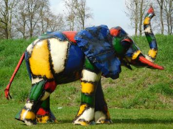 Handmade Elephant with Trunk Raised – Metal – approx. 175 cm – African Design