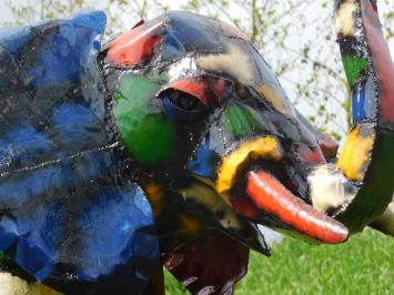 Handmade Elephant with Trunk Raised – Metal – approx. 175 cm – African Design