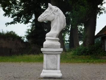 Horse head on pedestal - 83 cm - Stone