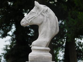 Horse head on pedestal - 83 cm - Stone