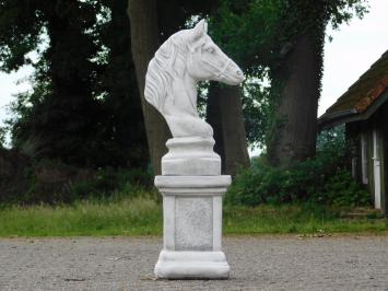 Horse head on pedestal - 83 cm - Stone