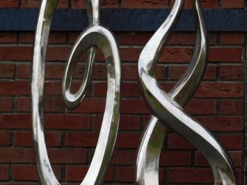 Set Abstracte Beelden -130 cm - Zilverkleurig - Alu met Marmeren voet - Robuust