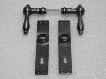 Door Fittings Set - Cambridge Handles + Blanco BB 72 Door Plates - Cast Iron, Galvanised