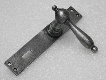 Door Fittings Set - Cambridge Handles + Blanco BB 72 Door Plates - Cast Iron, Galvanised