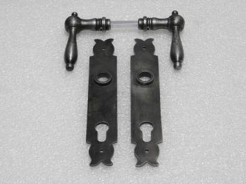 Set Deurbeslag - Klinken Cambridge + Deurplaten Noble PC 92 - Gietijzer Verzinkt