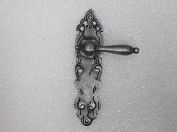 Door Hardware Set - Cambridge Handles + Royale PC 92 Door Plates - Cast Iron, Galvanised