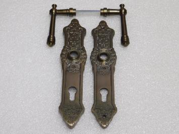 Montel Door Hardware Set – Handles + Plates PZ 92 – Dark Patinated Brass