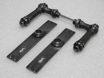 Door Fittings Set - Oxford Handles + Blanco BB 72 Door Plates - Cast Iron, Galvanised