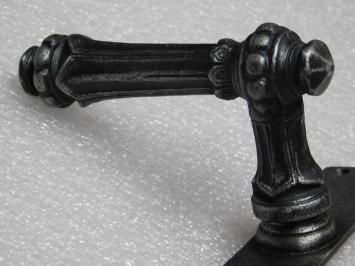 Door Fittings Set - Oxford Handles + Blanco BB 72 Door Plates - Cast Iron, Galvanised