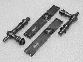 Door Hardware Set - Victoria Handles + Blanco BB 72 Door Plates - Cast Iron, Galvanised